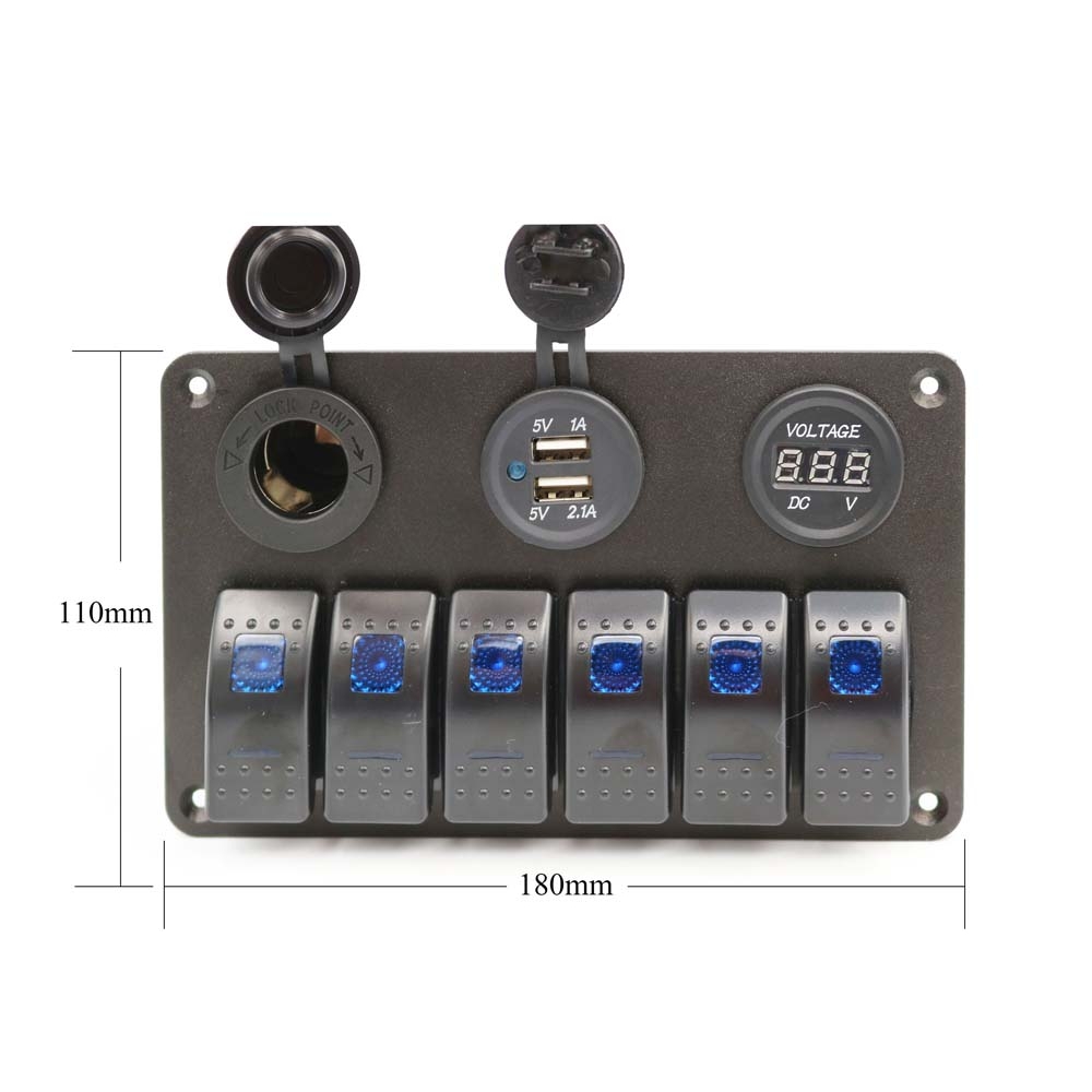 POS_LUMENO237 Lumeno Switch Panel (6) with 3 Sockets - Image 1