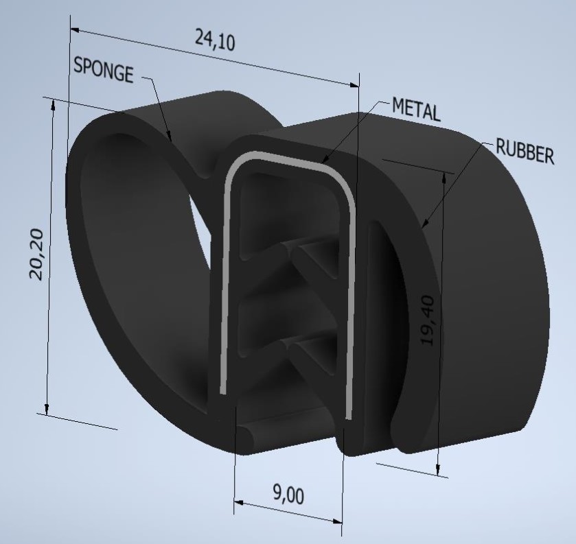 POS_PR600 Universal Door Seal Large with Lip PR600 - Image 1
